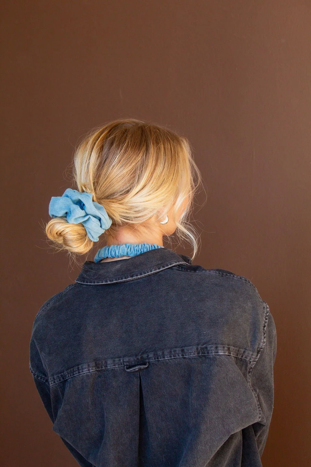 Baby Blue Jean Oversized Scrunchie - Image 5