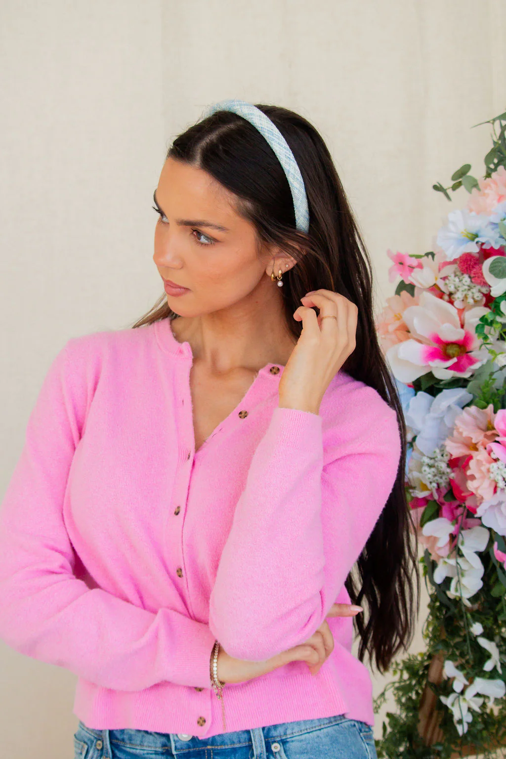 Baby Blue Tweed Headband - Image 2