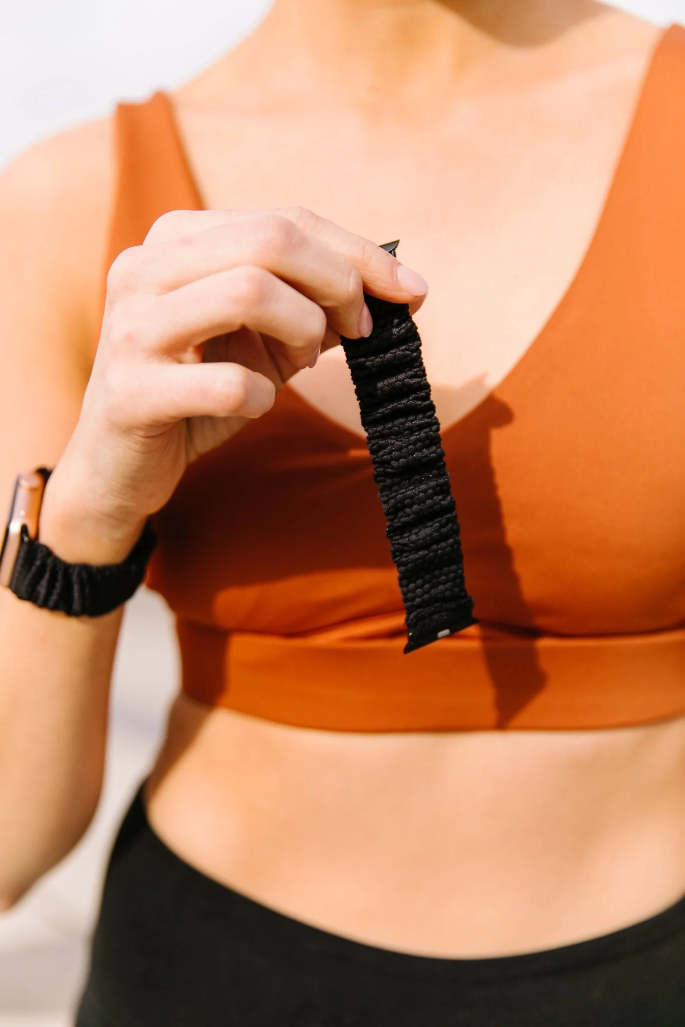 Black Hexagon Athletic Scrunchie Band Compatible with Apple Watch - Image 10