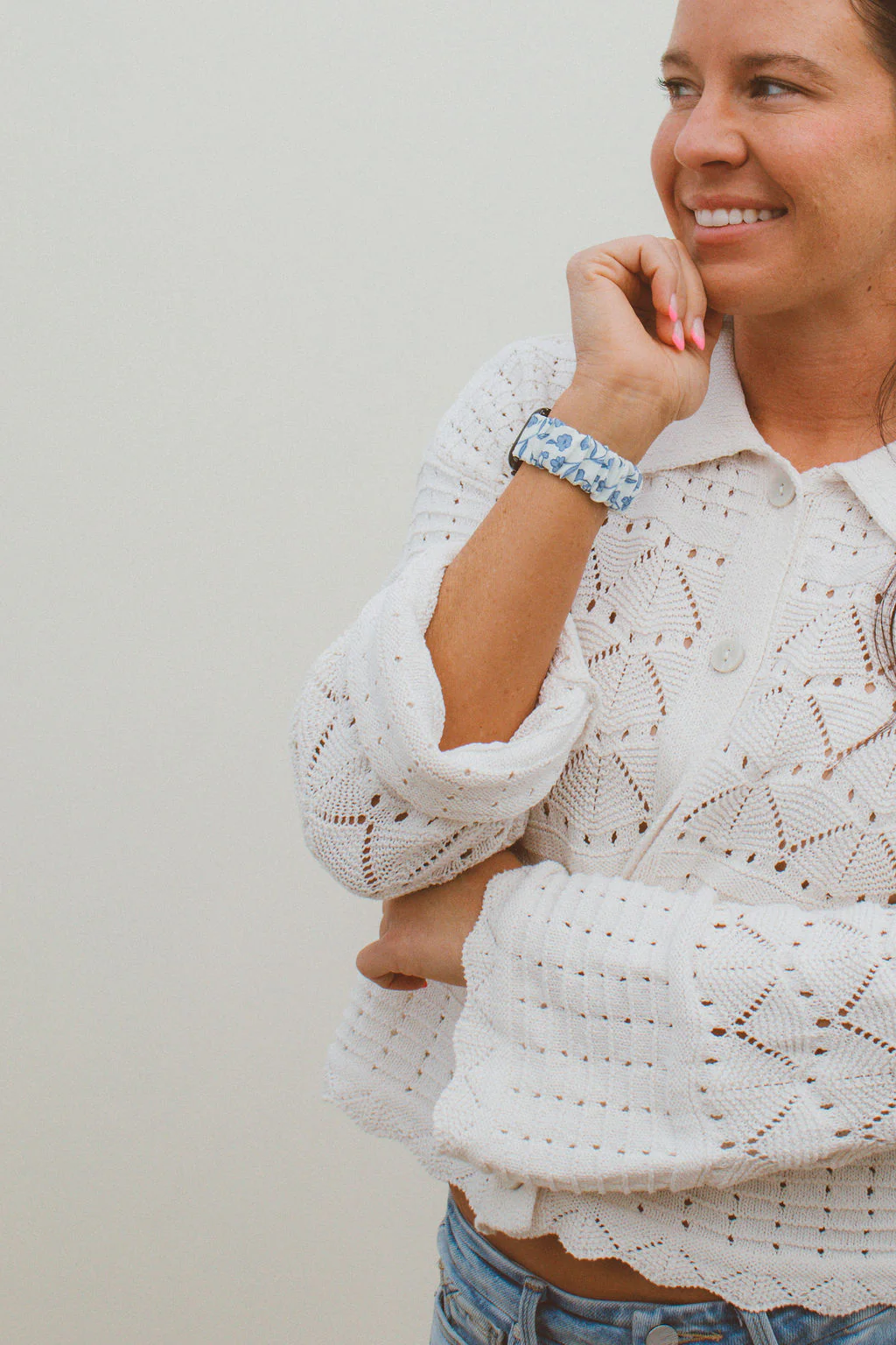 Blue Floral Scrunchie Watch Band - Image 3