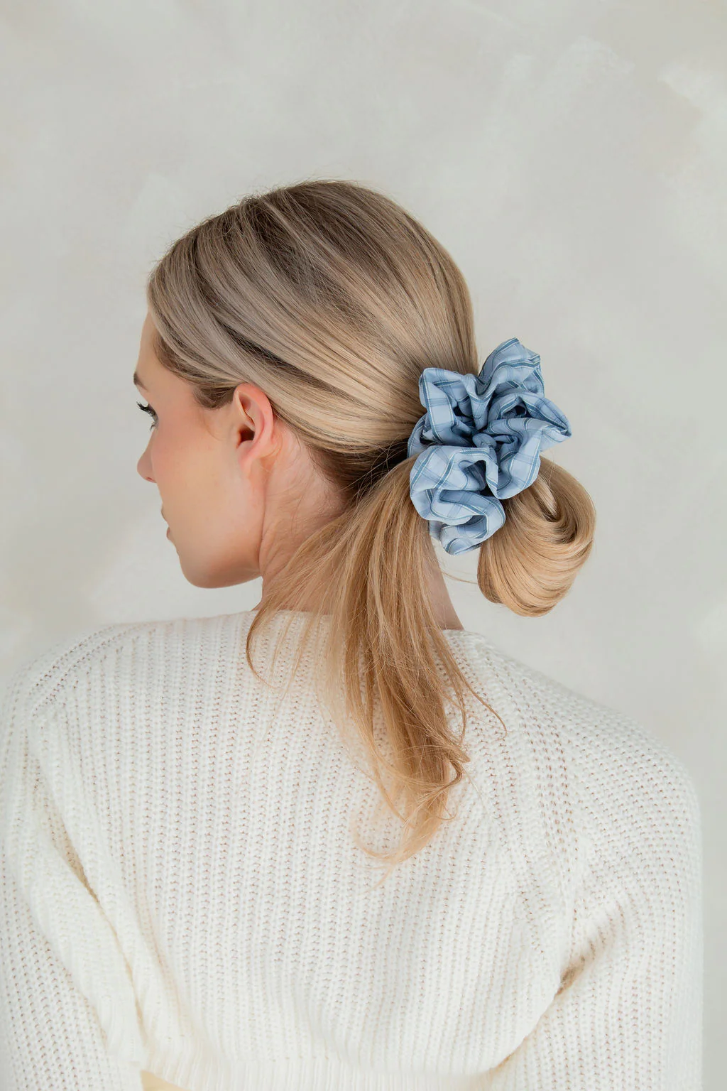 Blue Gingham Jumbo Scrunchie - Image 3