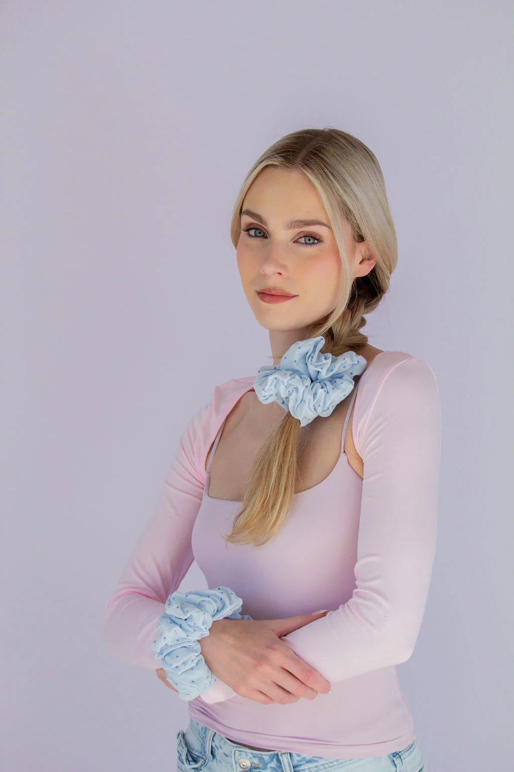 Blue Polka Dot Jumbo Scrunchie - Image 4