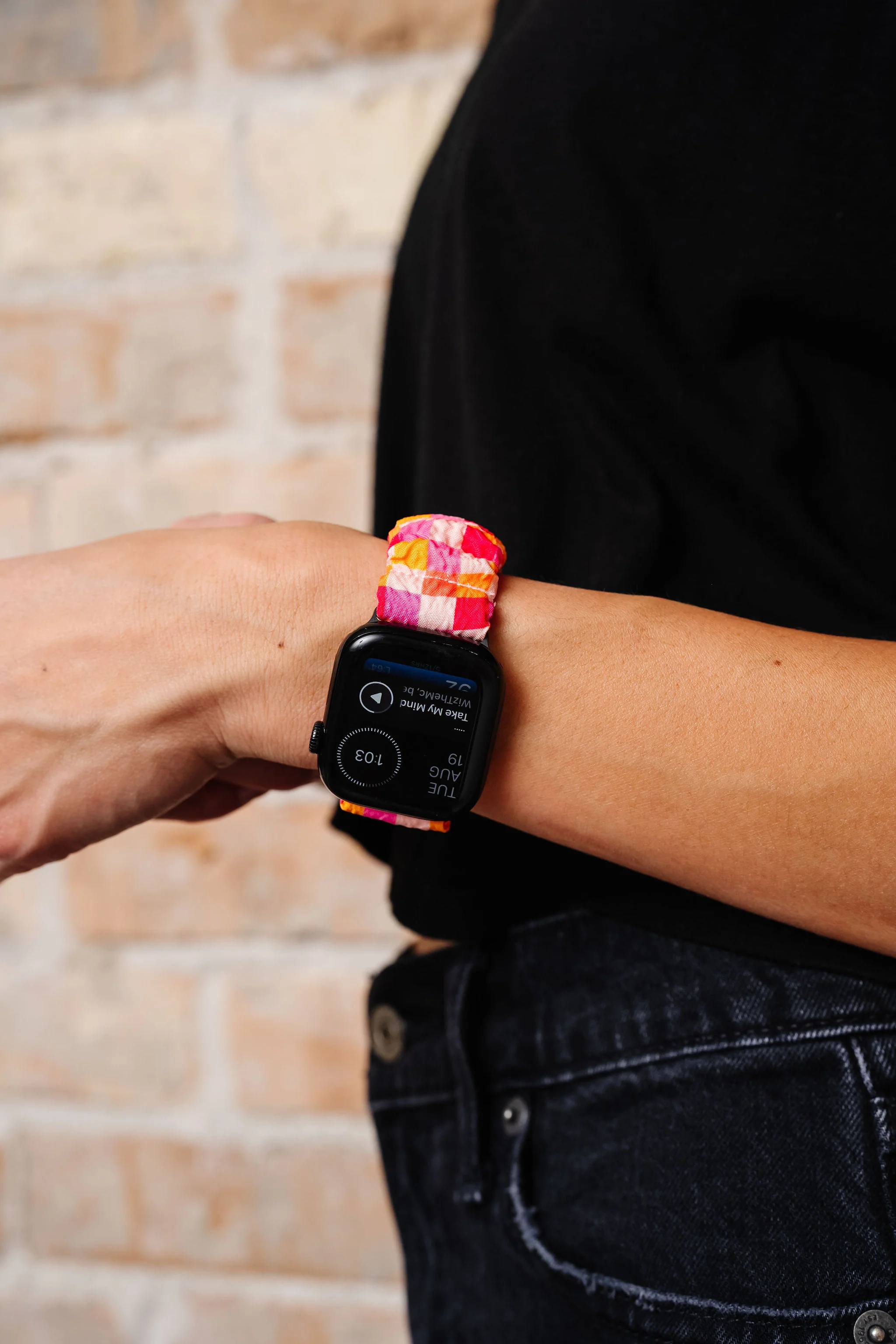Bright Checkered Scrunchie Watch Band - Image 6