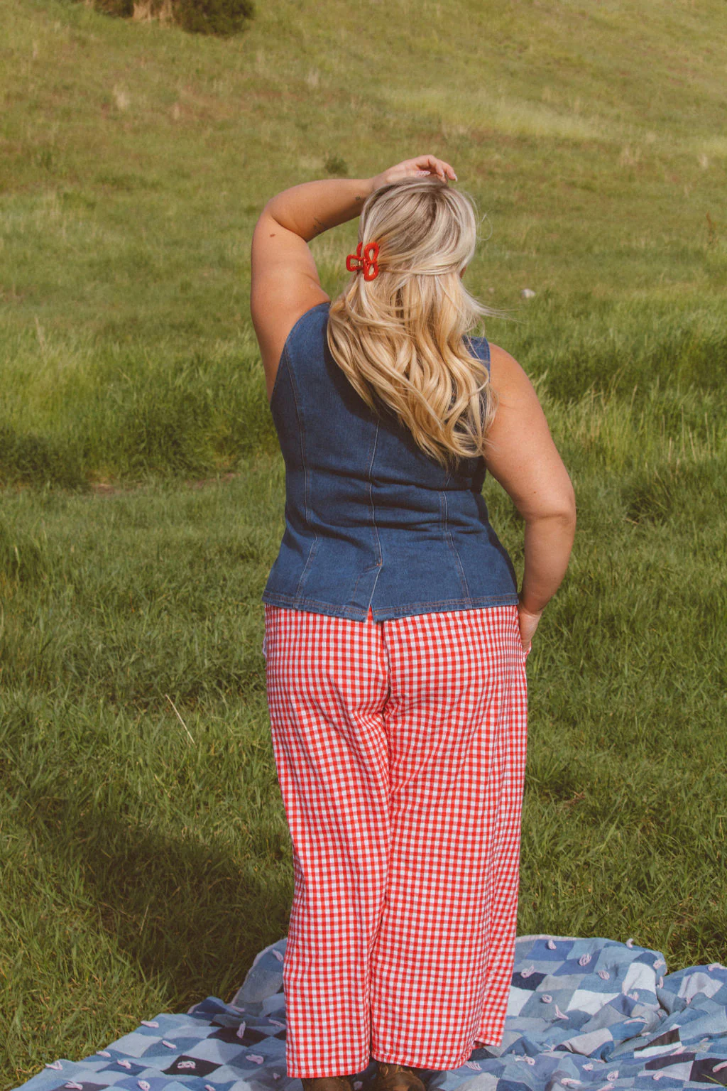 Cherry Red Bow Claw Clip - Image 4