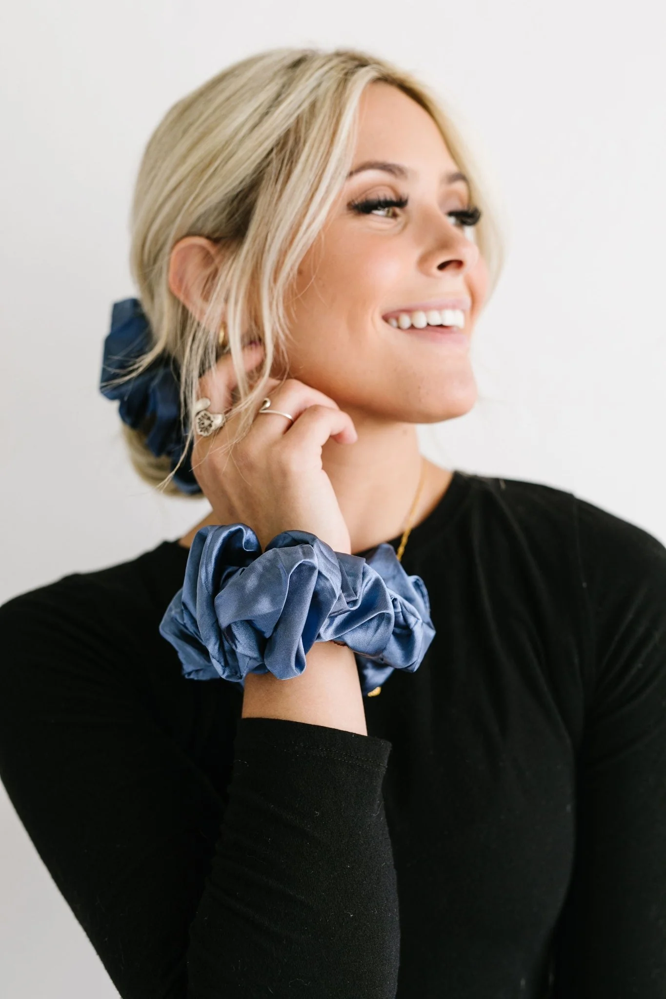 Midnight Moon Satin Jumbo Scrunchie - Image 3