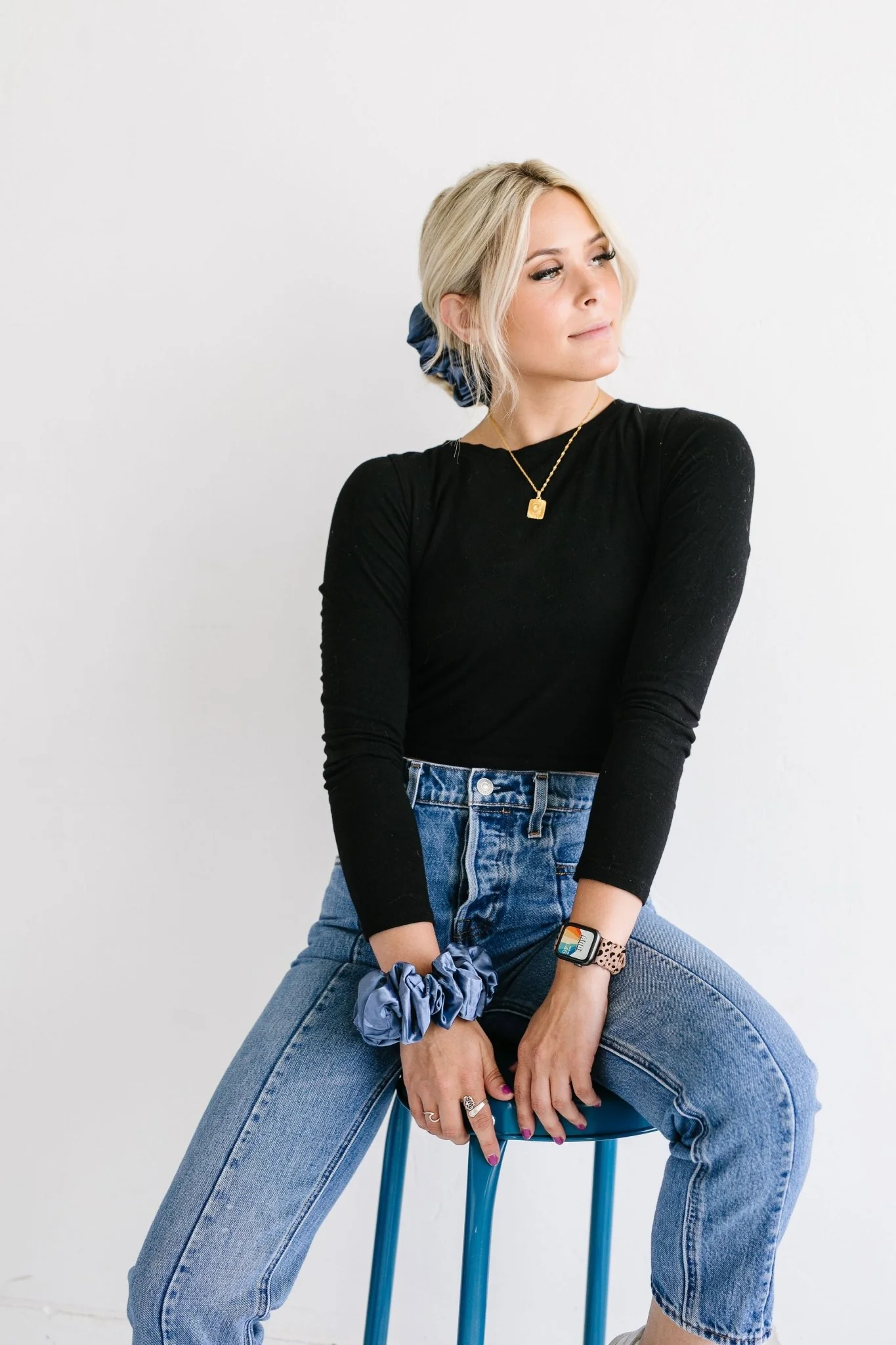 Midnight Moon Satin Jumbo Scrunchie - Image 4
