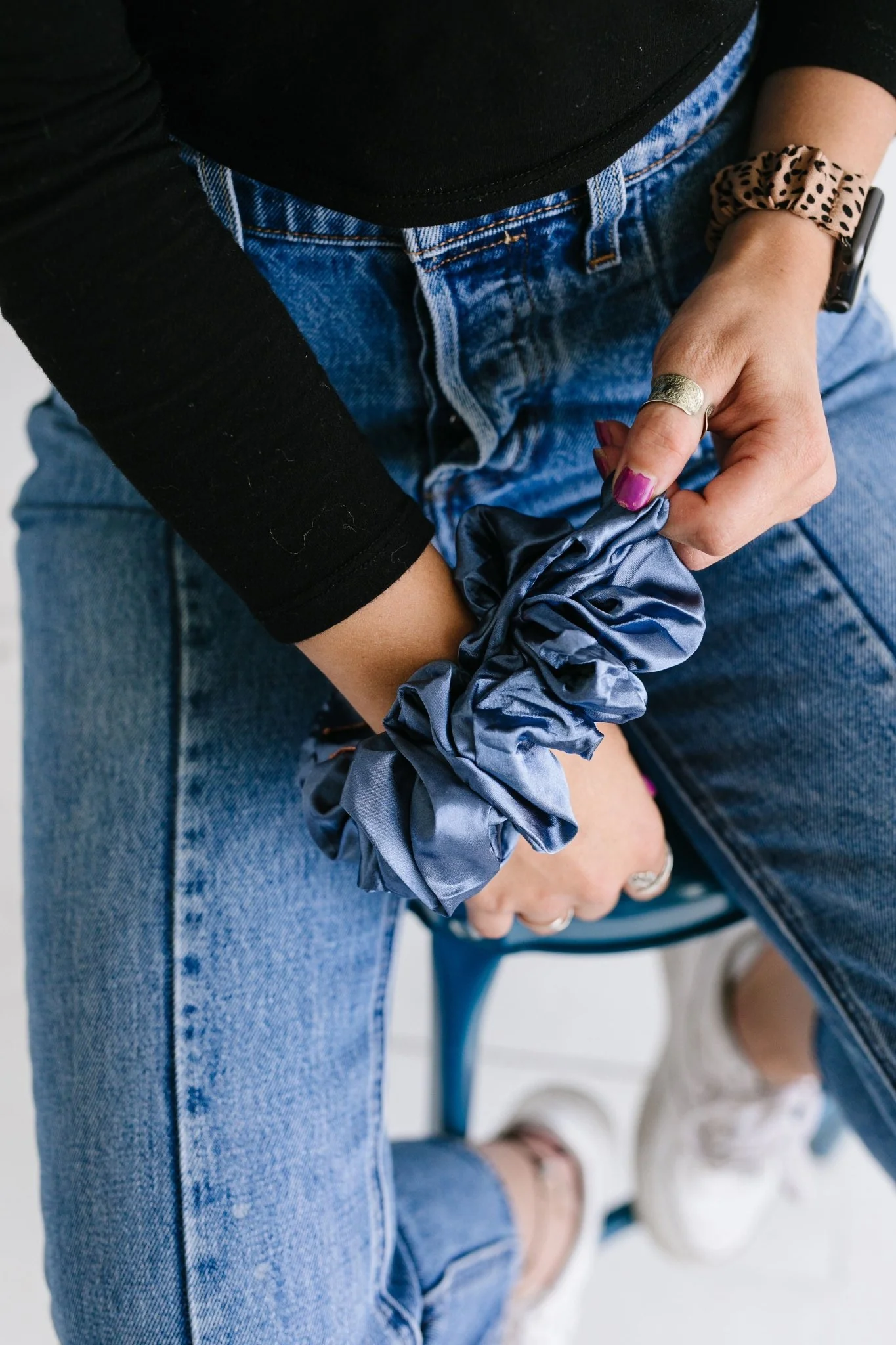 Midnight Moon Satin Jumbo Scrunchie - Image 5