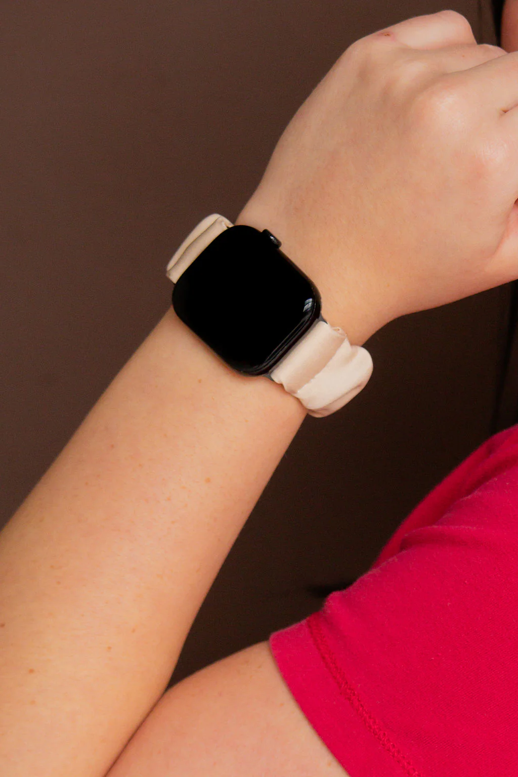 Oat Milk Luxe Scrunchie Band Compatible with Apple Watch - Image 5