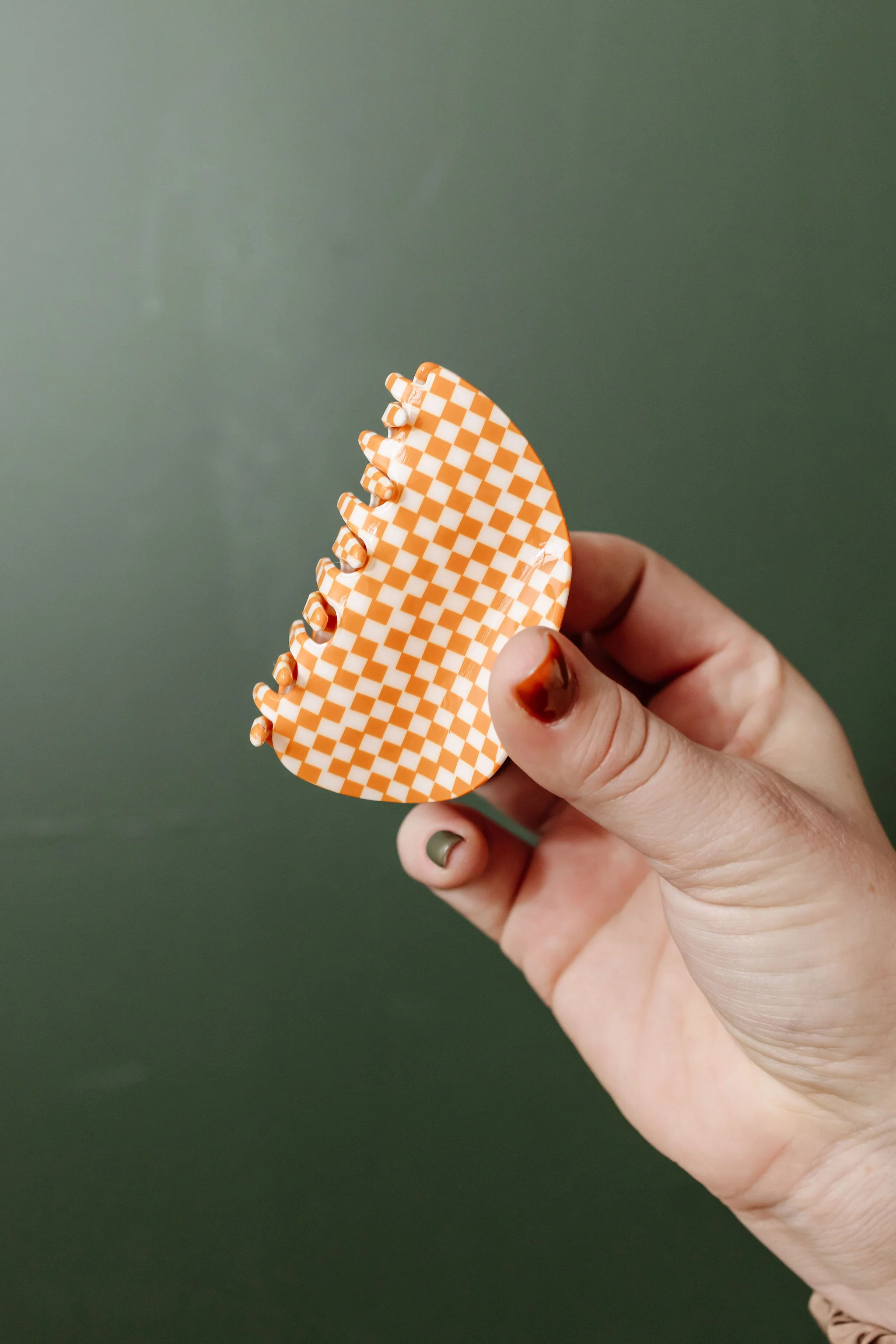 Orange Checkered Claw Clip - Image 4