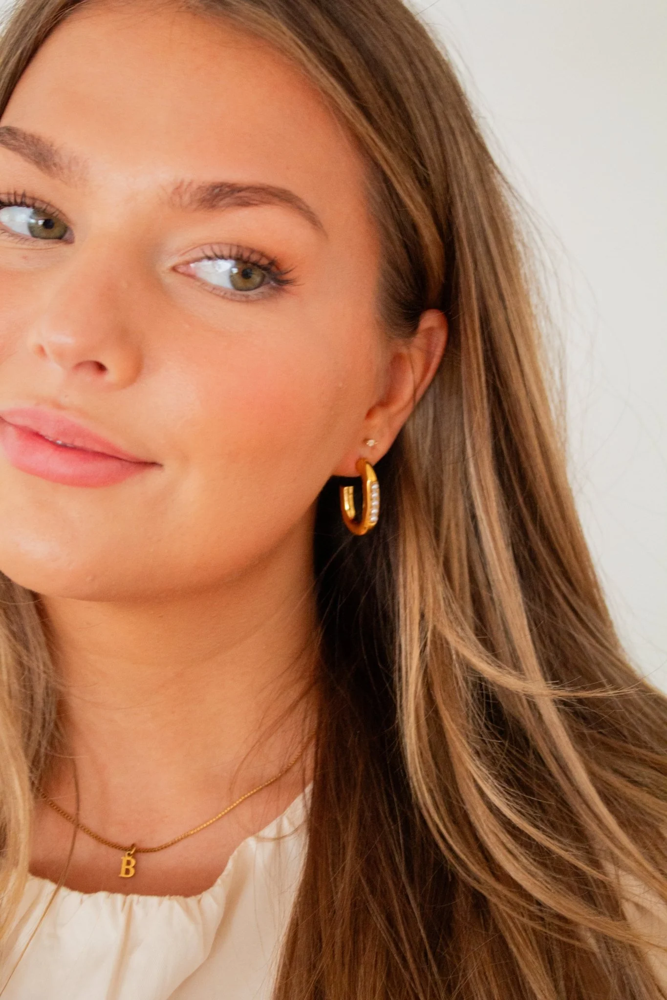 Pearl Encrusted Half Hoops - Image 3