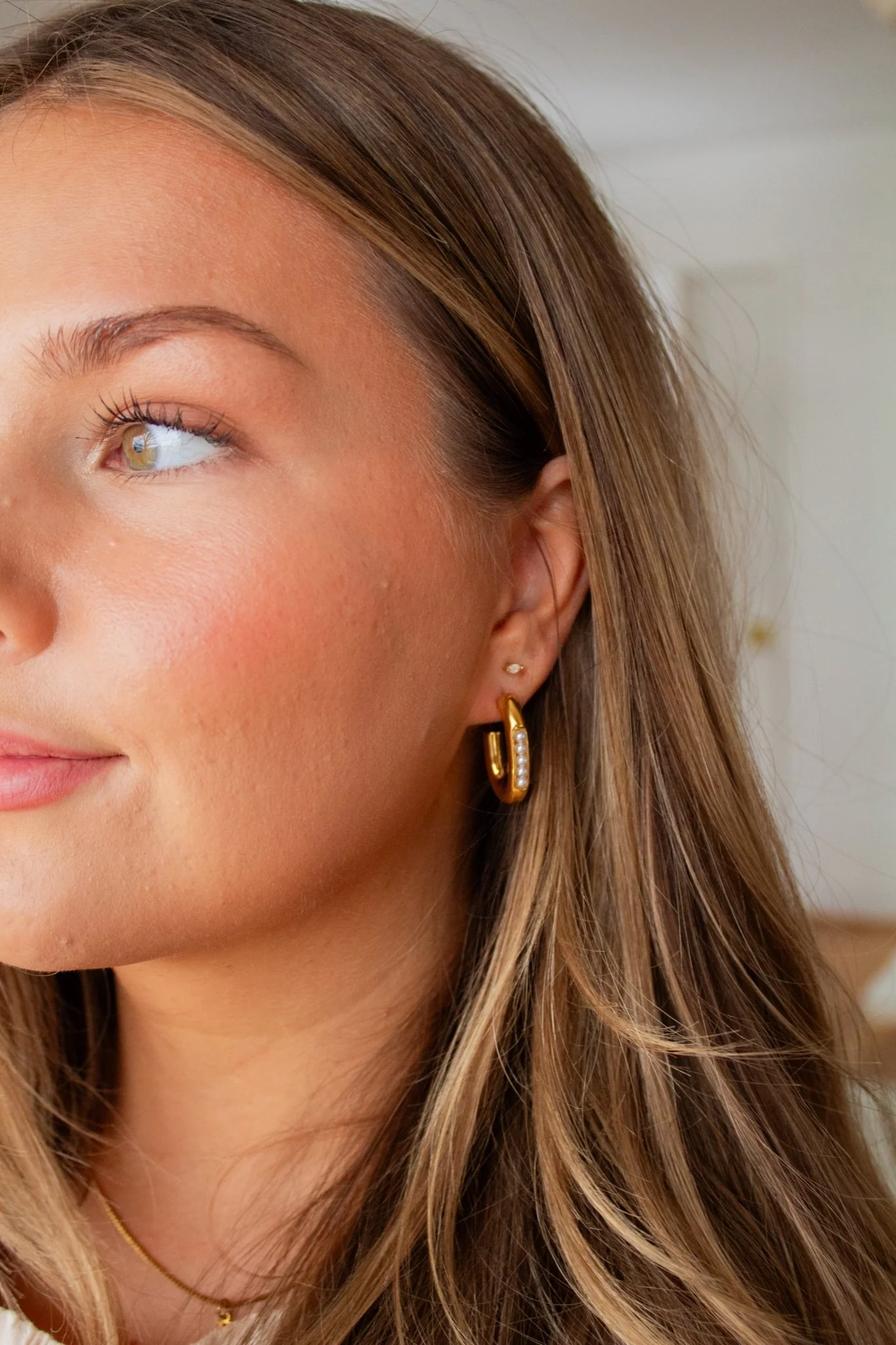 Pearl Encrusted Half Hoops - Image 4