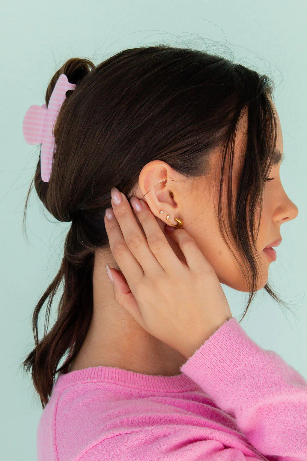 Pink Stripe Claw Clip - Image 3