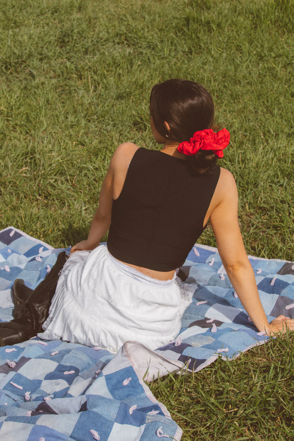 Red Eyelet Jumbo Scrunchie - Image 3