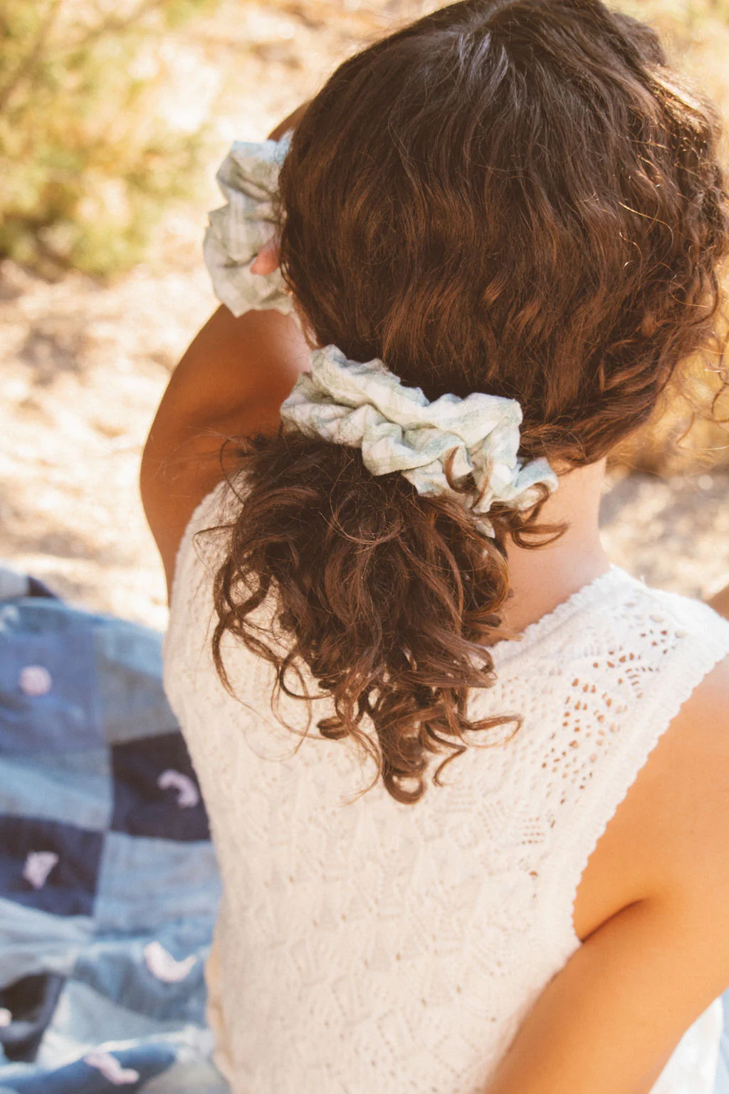 Sage Gingham Jumbo Scrunchie - Image 2