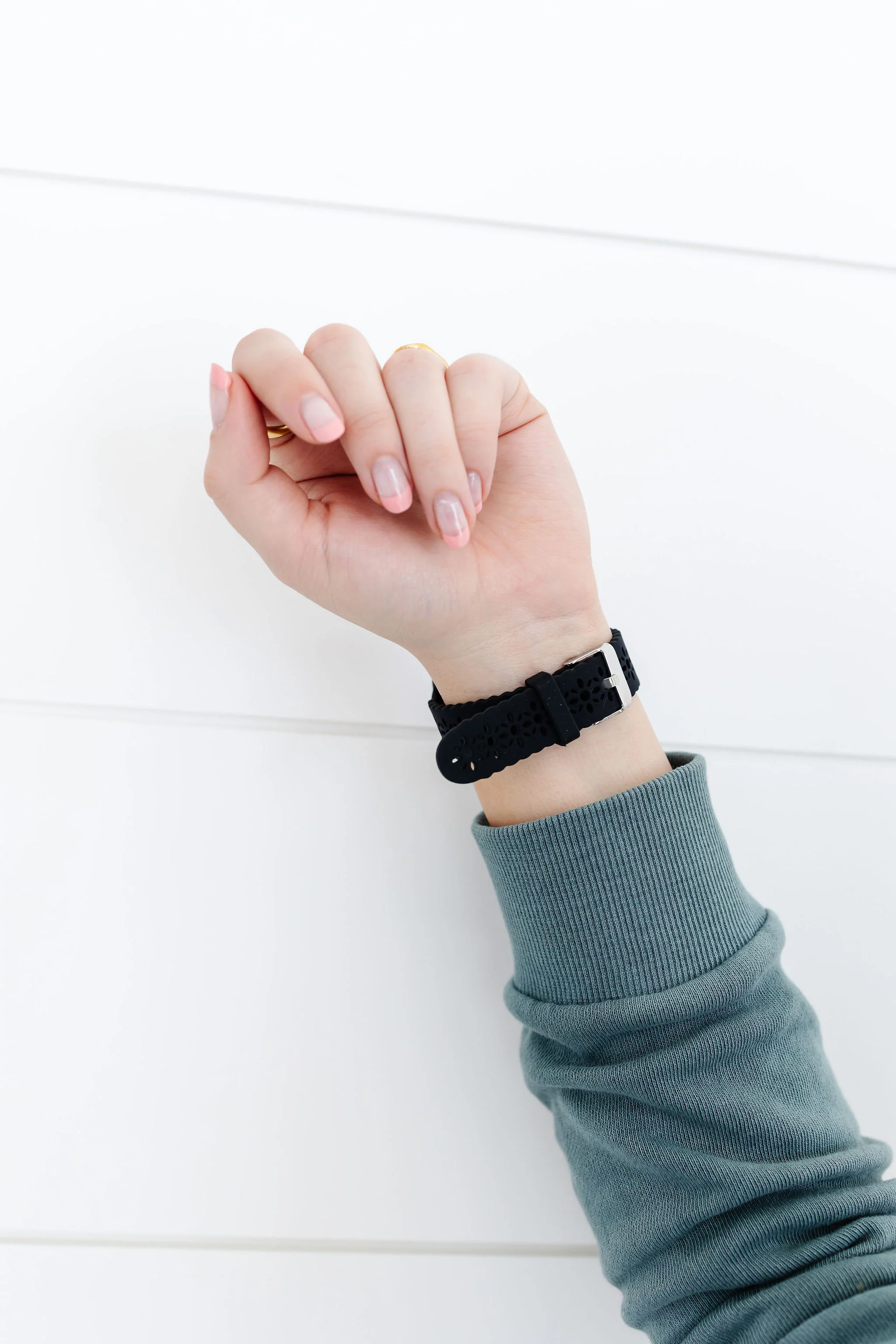 Samsung Black Floral Silicone Watch Band - Image 4