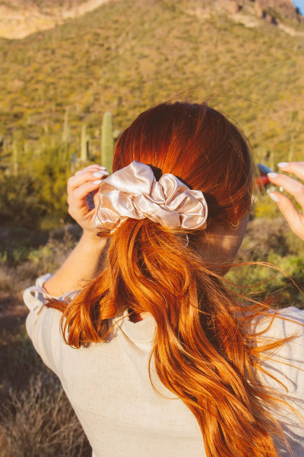 Latte Satin Jumbo Scrunchie - Image 3
