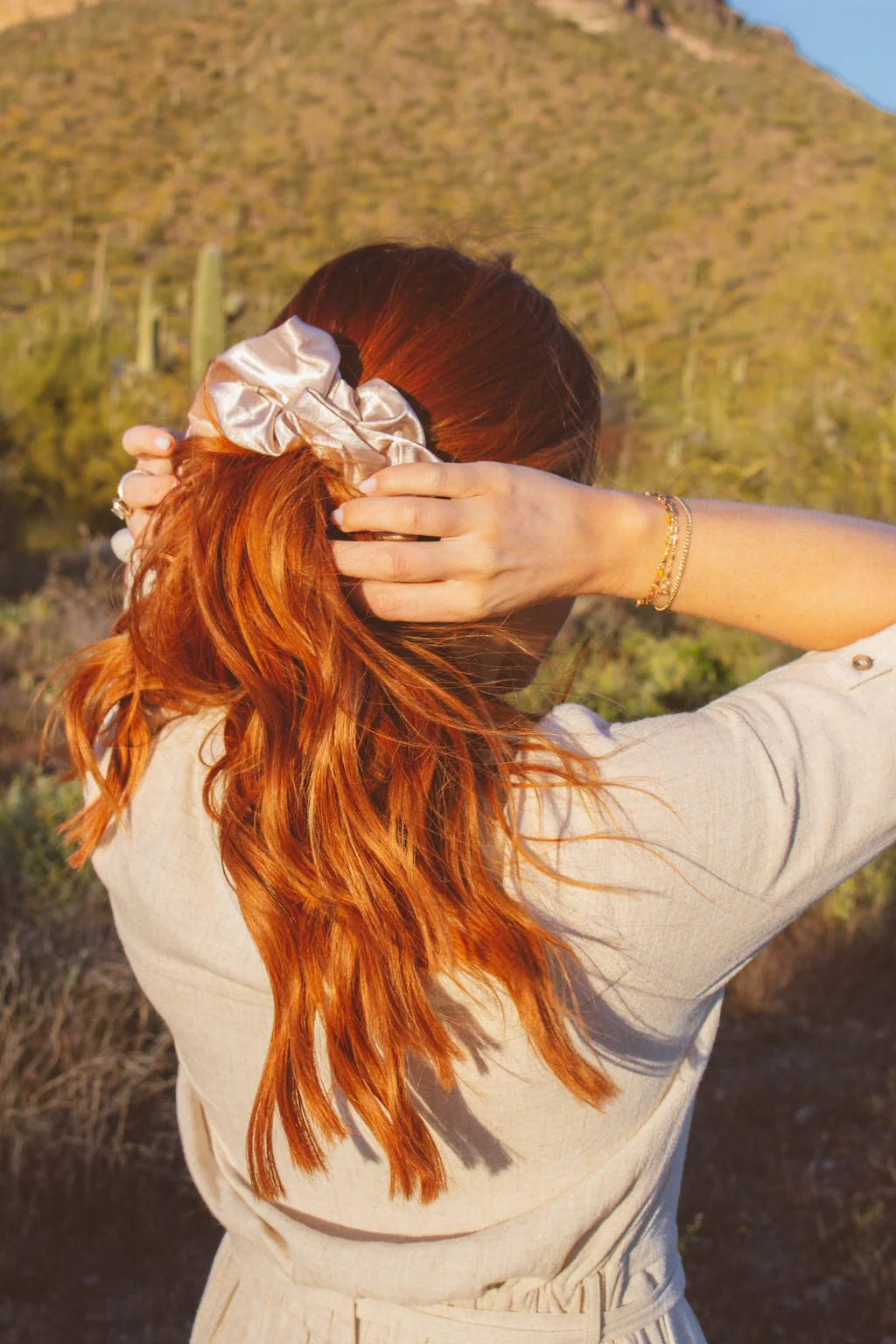 Latte Satin Jumbo Scrunchie - Image 4