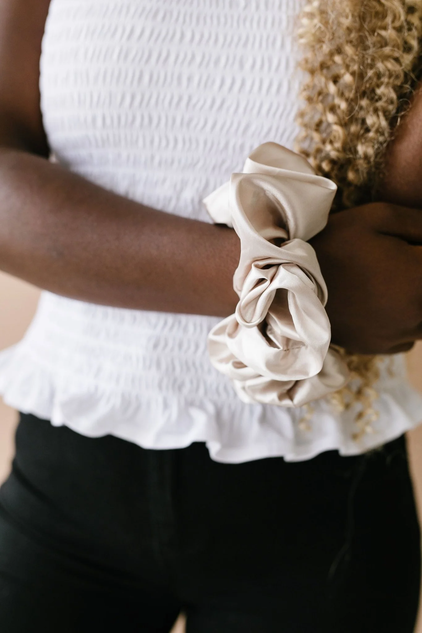 Latte Satin Jumbo Scrunchie - Image 5