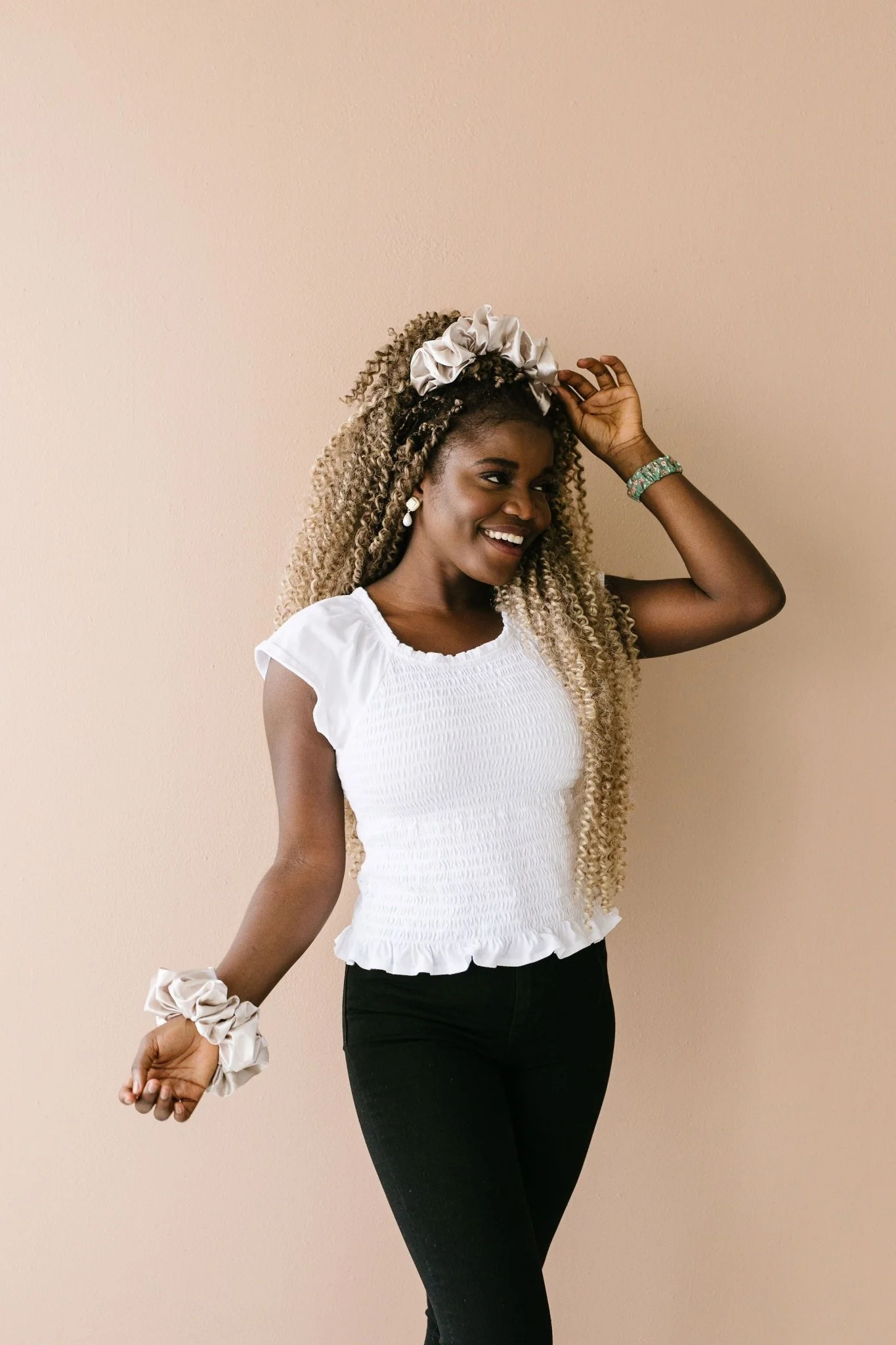 Latte Satin Jumbo Scrunchie - Image 6
