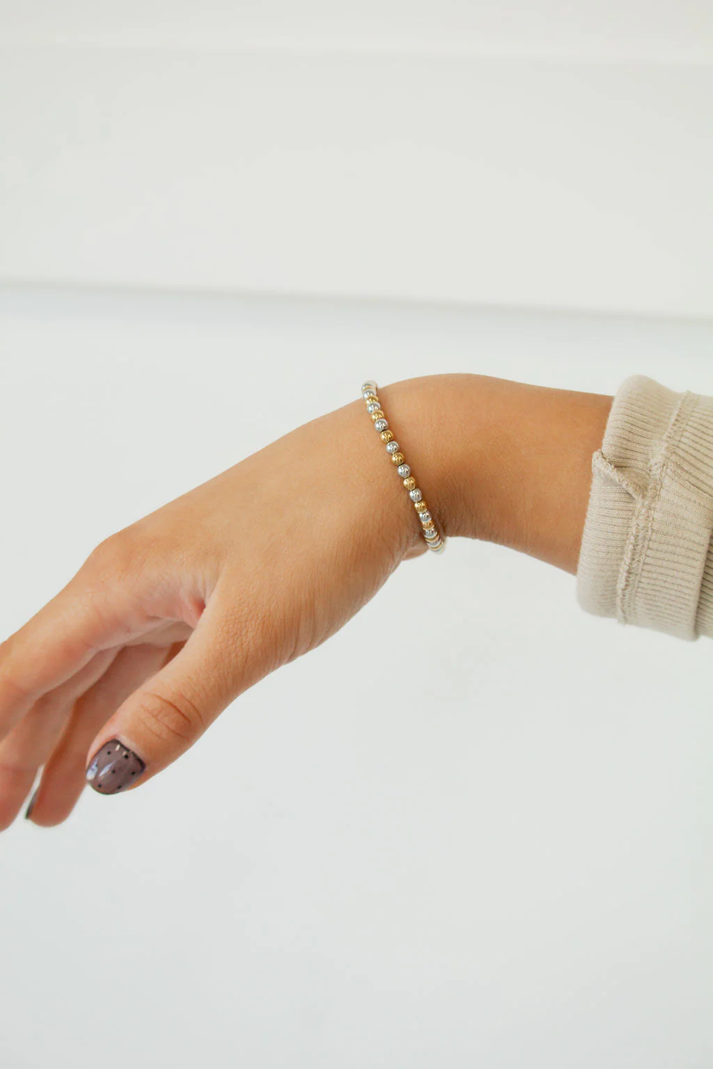 Silver & Gold Beaded Bracelet - Image 5