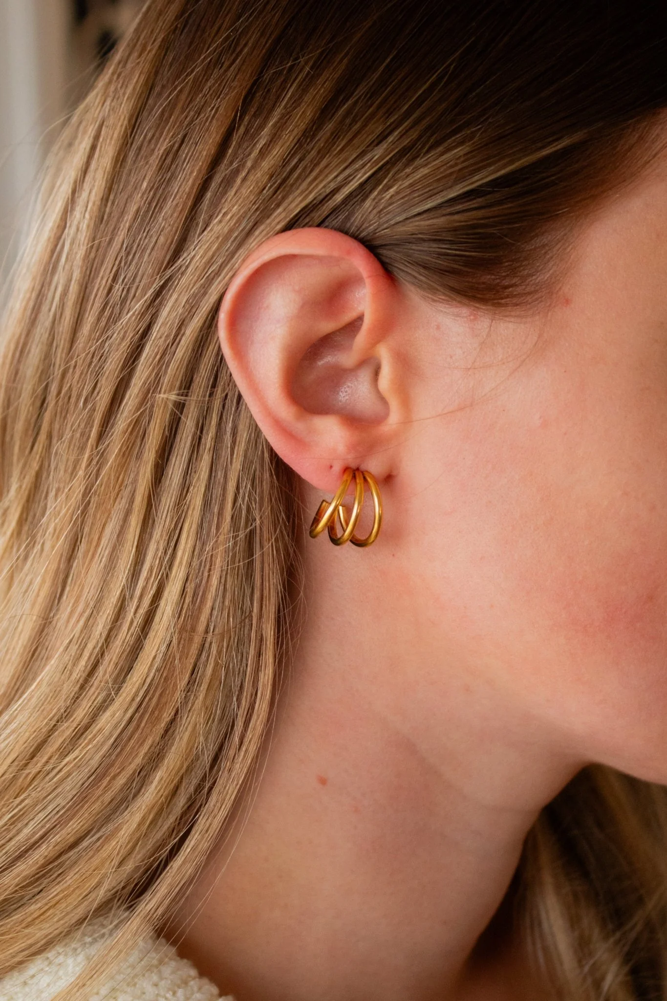 Tri-Split Half Hoop Earrings